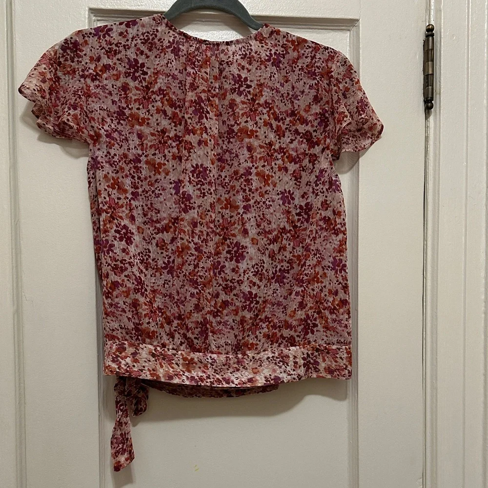 Banana Republic Floral Wrap Blouse - Pink and Red - Picture 12 of 13